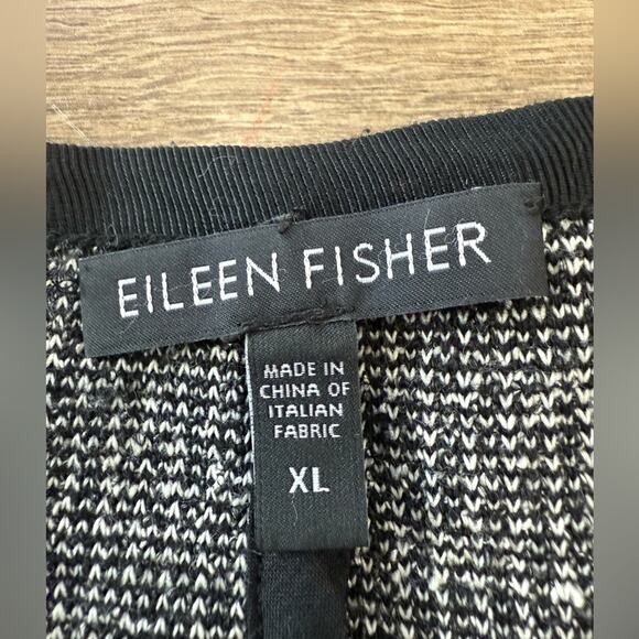 Eileen Fisher Black Tweed Zip Up Jacket With Ponte Knit Side Panels Size XL - Picture 10 of 14